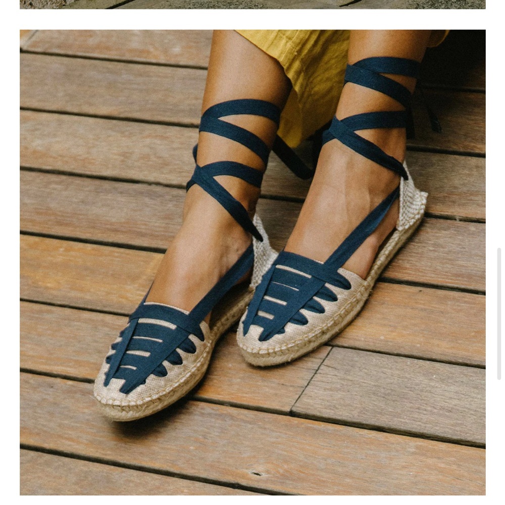 Navy Espadrille Lace-Up Sandals